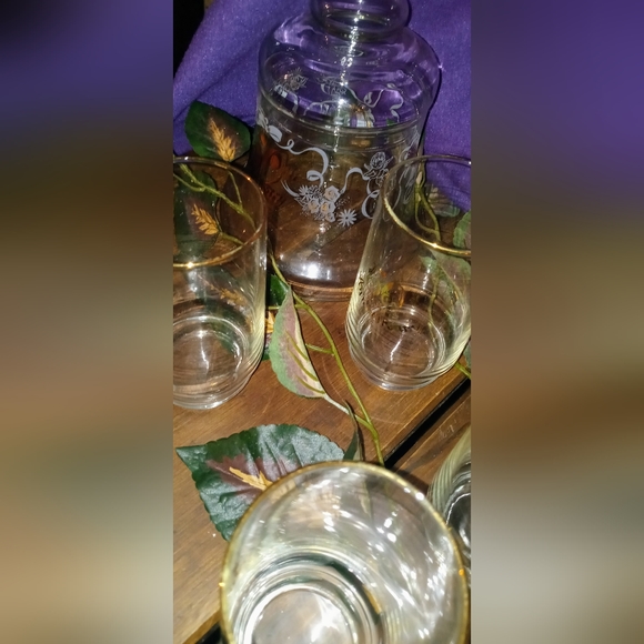 Vtg. 50th Golden Anniversary Drink Glass Set of 8, 6 Cups, Pitcher, & Candy Dish - Picture 6 of 8